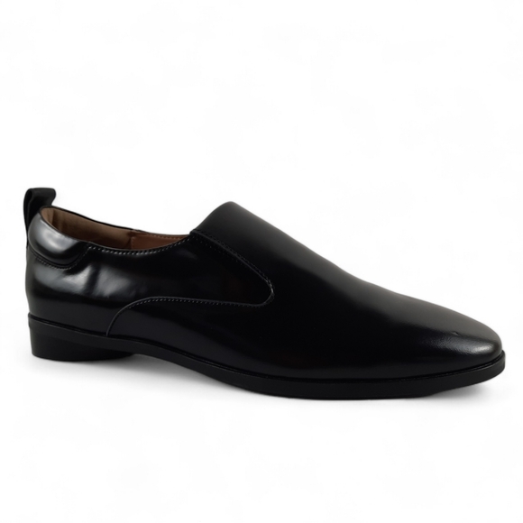 AEROSOLE Menswear Inspired Womens Black Glossy Leather Loafer Minimalist 9.5 - Picture 5 of 13